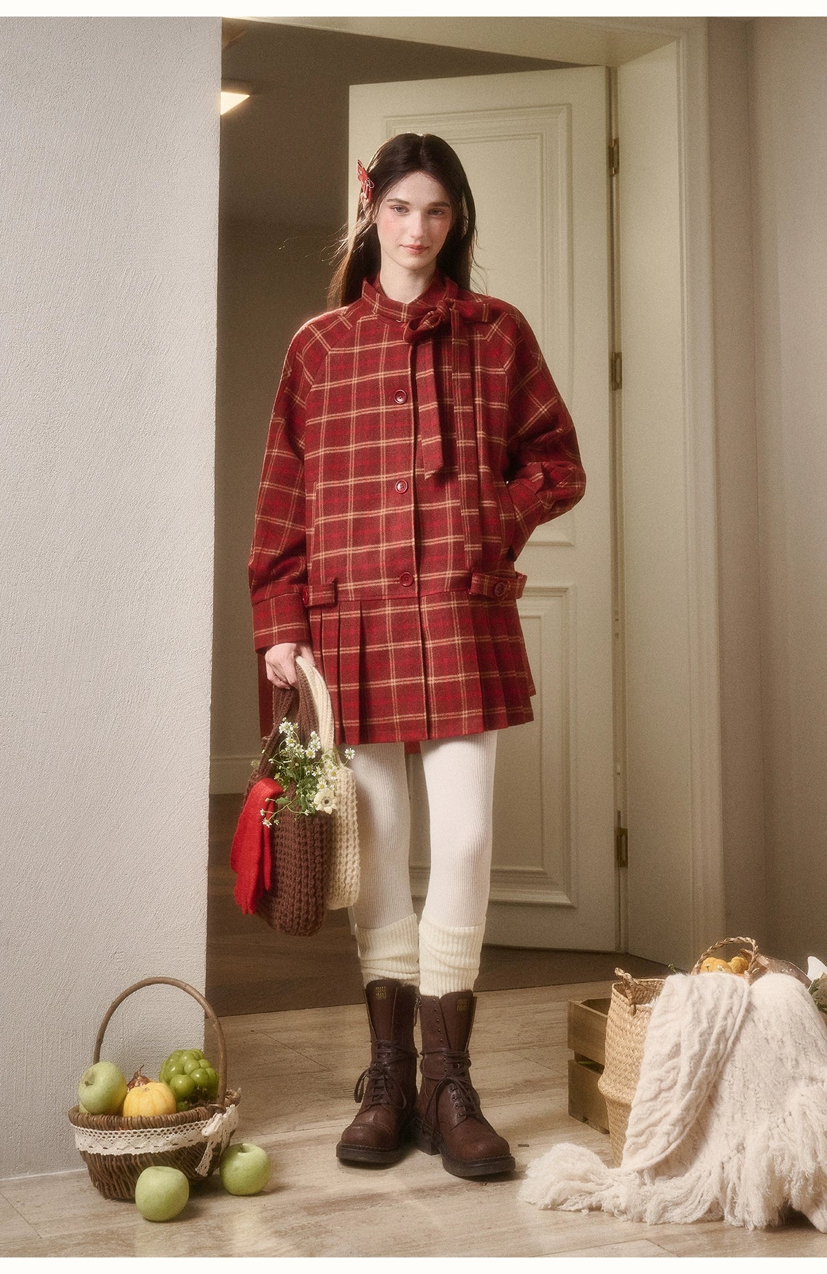 Cosagach Plaid Wool Coat