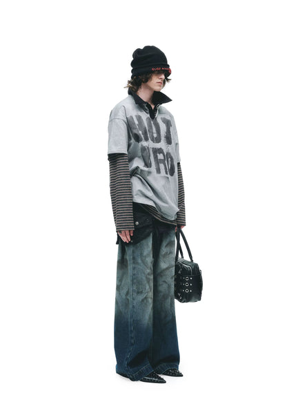 Hand-Sprayed Graffiti Distressed Oversized T-Shirt