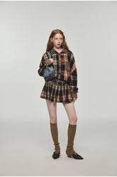 Tie-dye Plaid Shirt & Mini Skirt Set - CHINASQUAD