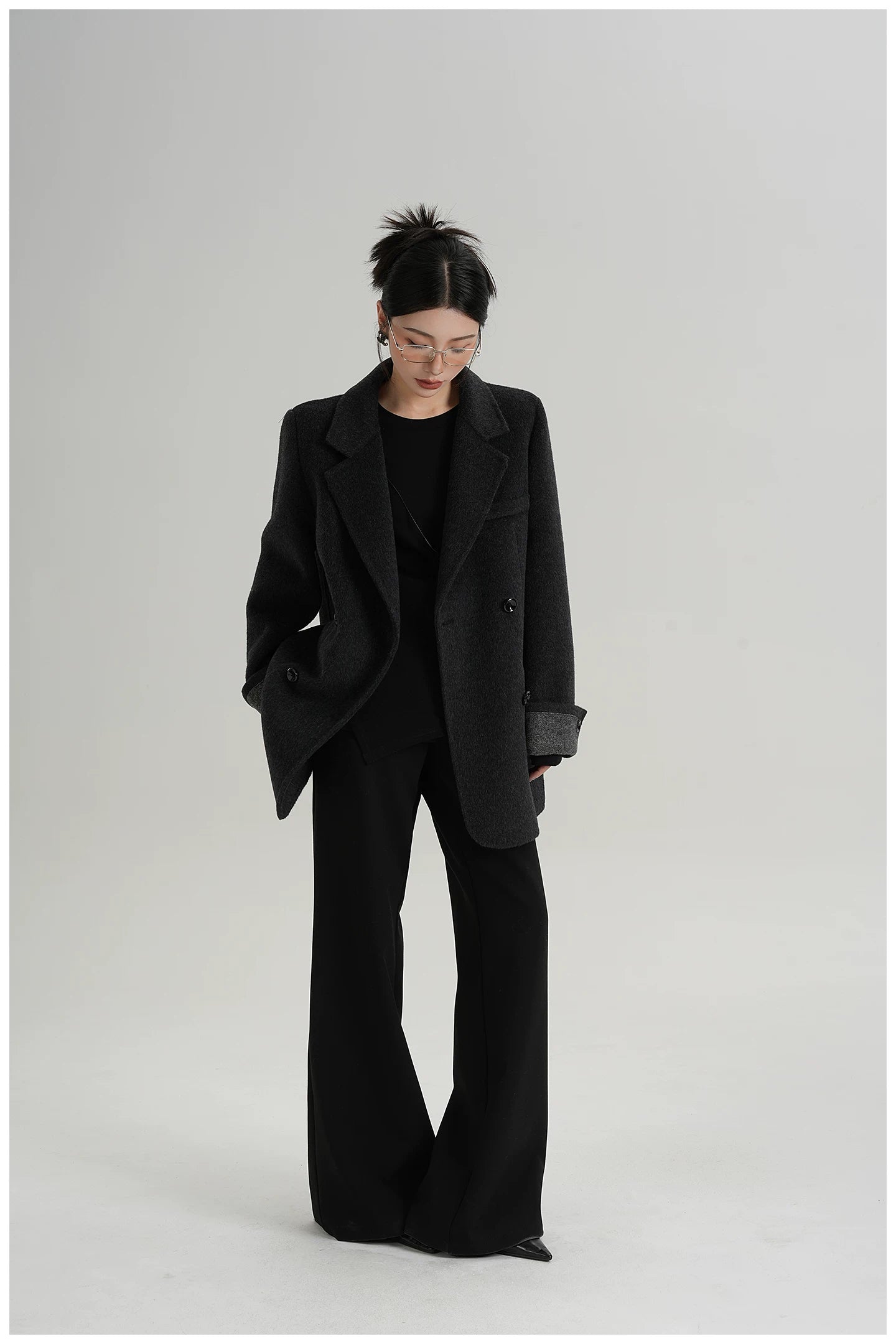 Mid-Length Double-Faced Wool Blazer