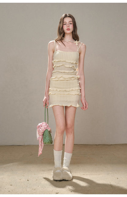 Hollow Out Cream Knit 3-Piece Set