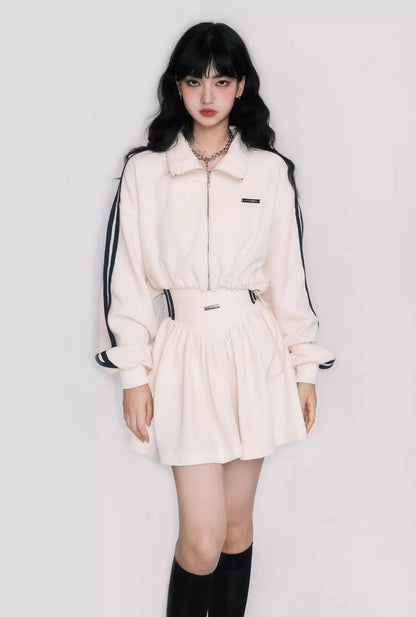 Tennis Waffle Sweatshirt &amp; Mini Skirt Set