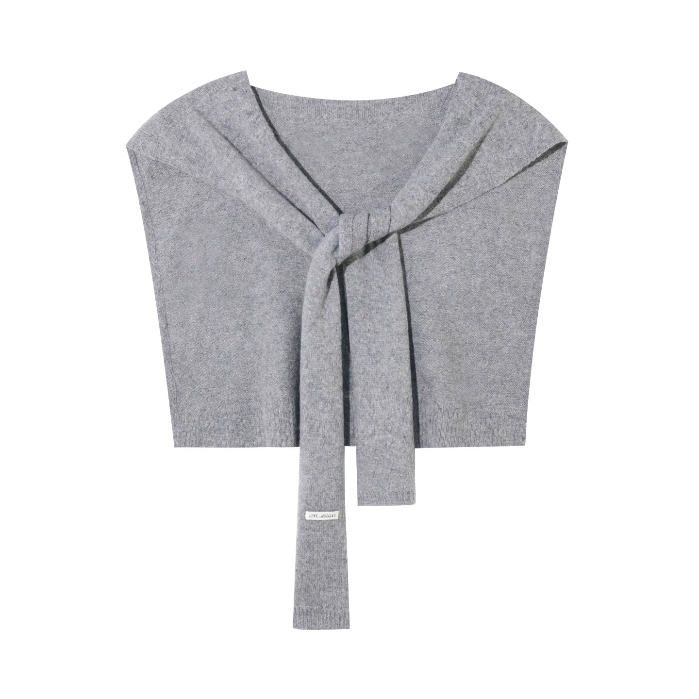 Solid Knit Tie-Up Shoulder Cape Scarf