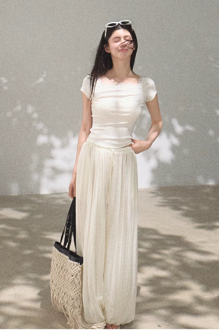 Silk-Blend Relaxed Wide-Leg Trousers