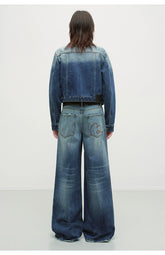 Vintage Blue Washed Wide-Leg Jeans - CHINASQUAD