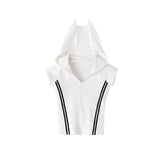 Black & White Hooded V-neck T-shirt - CHINASQUAD