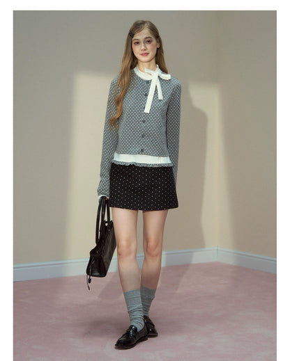 Polka Dot Layered Knit Blouse