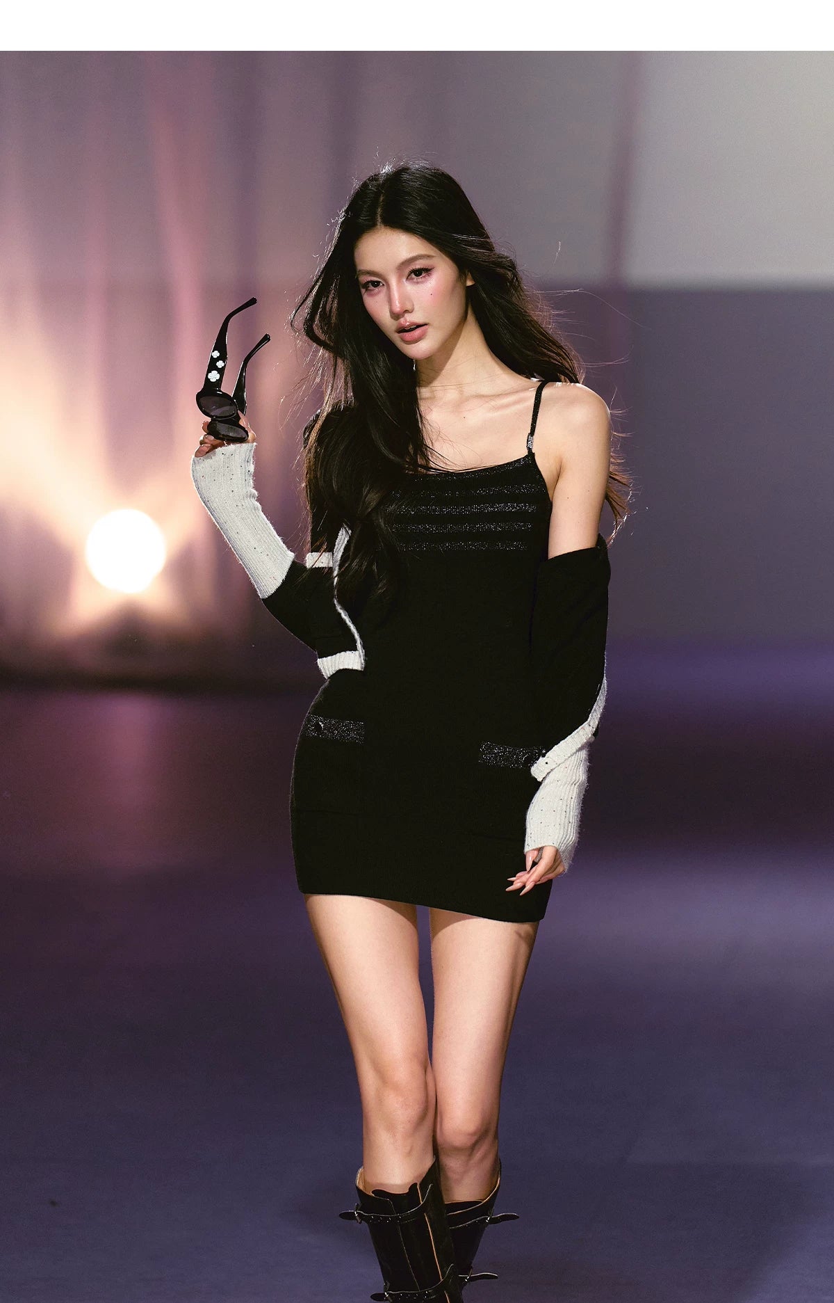 Luminous Sheer Knit Strappy Bodycon Dress