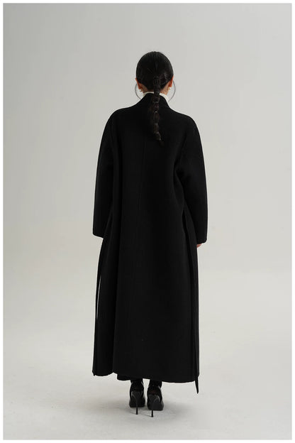 Elegant Double-Faced Wool Long Coat