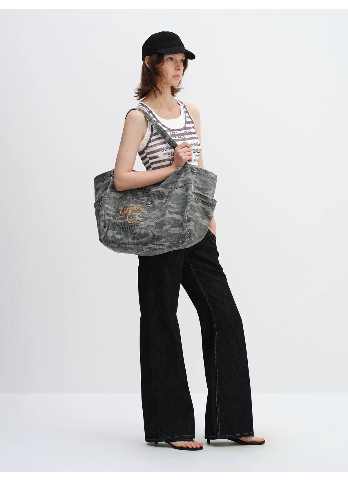 Washed Camouflage Canvas Tote Bag