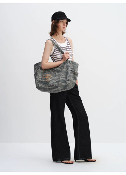 Washed Camouflage Canvas Tote Bag