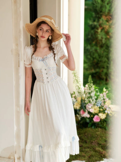 Beloved White Pages Corset Maxi Dress