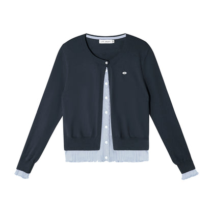 Contrast Layered-Effect Knit Cardigan