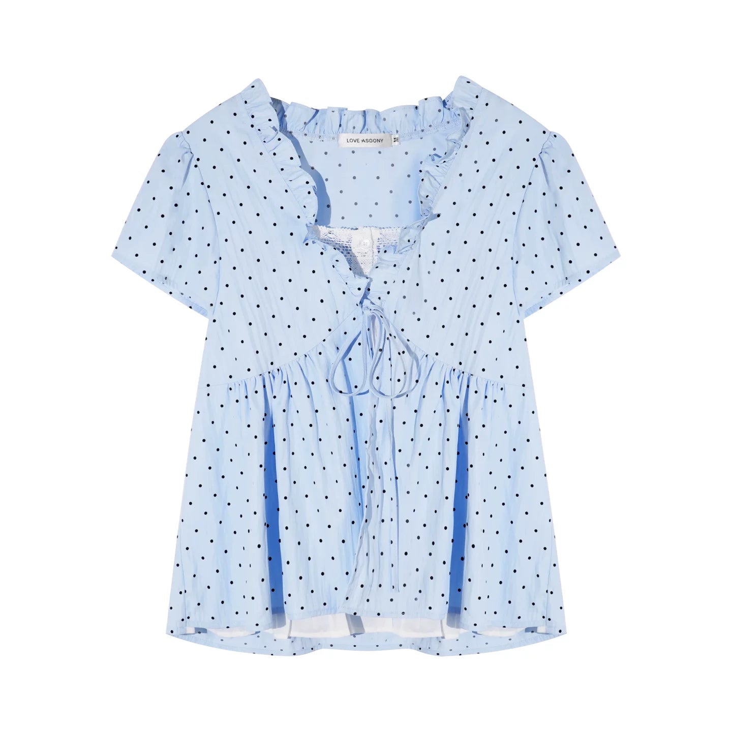 Ruffled Trim Polka Dot Layered Blouse