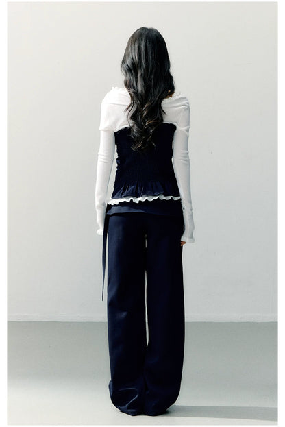 Detachable Off-Shoulder Panelled Slim-Fit T-Shirt