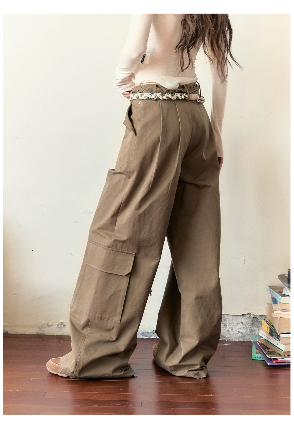 Loose-fitting Straight-leg Pants with Large Pockets