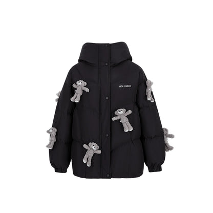 Allover Teddy Hooded Down Jacket