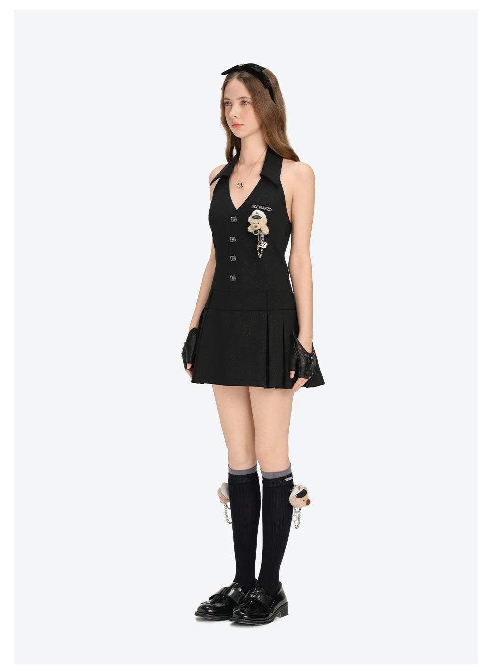 Halter-Neck Tailored Mini Dress