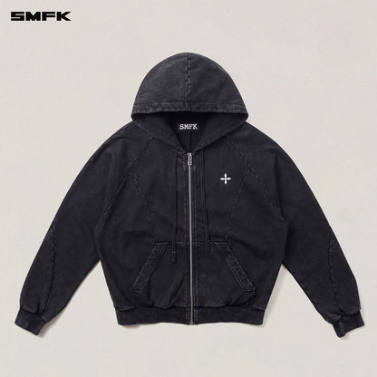 Washed Wide-Fit Zip-up Hoodie