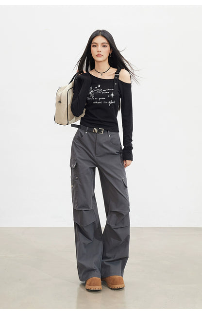 Butterfly Cold-Shoulder Long-Sleeve T-shirt