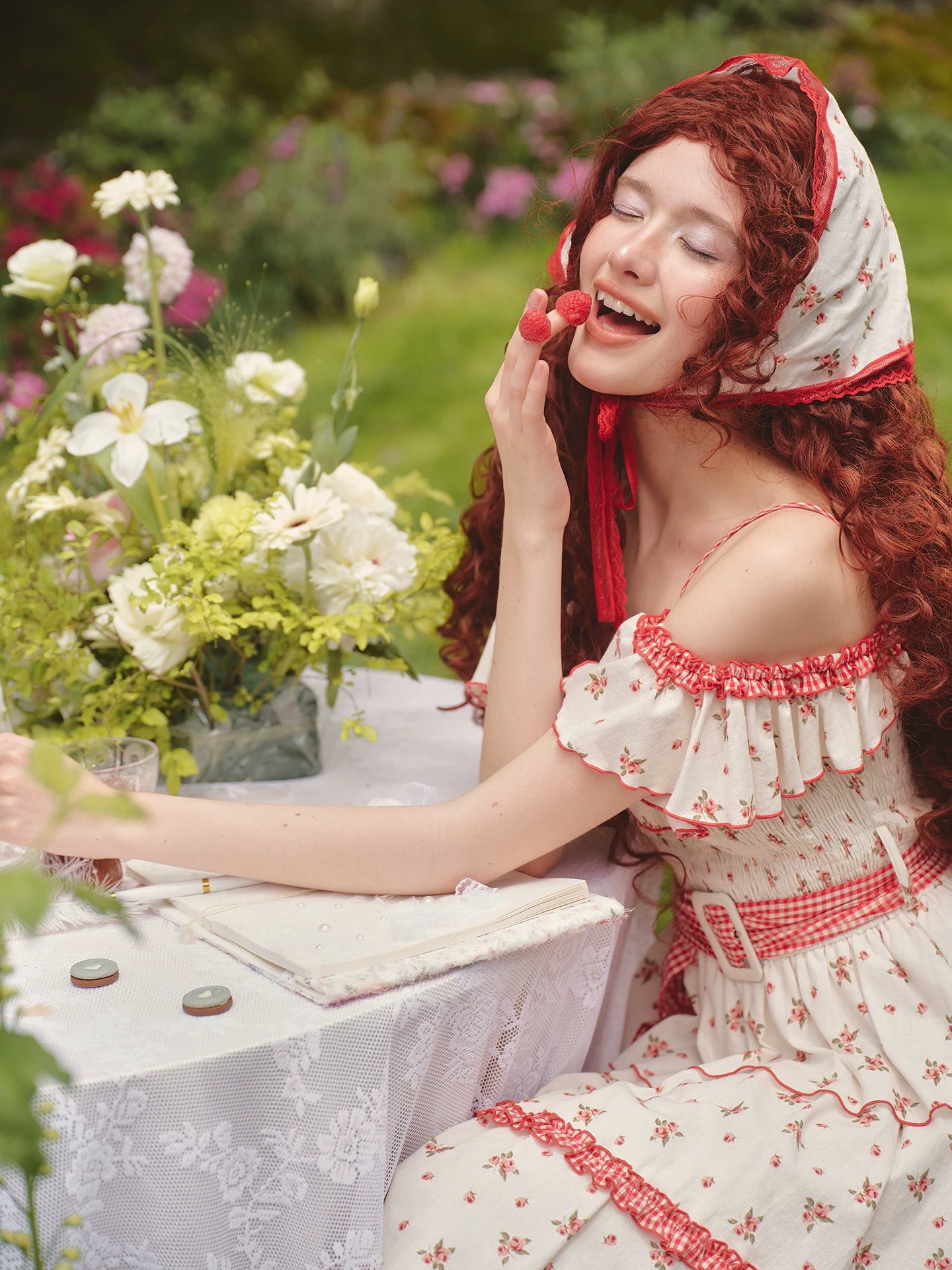 French Pastoral Floral Tiered Maxi Dress