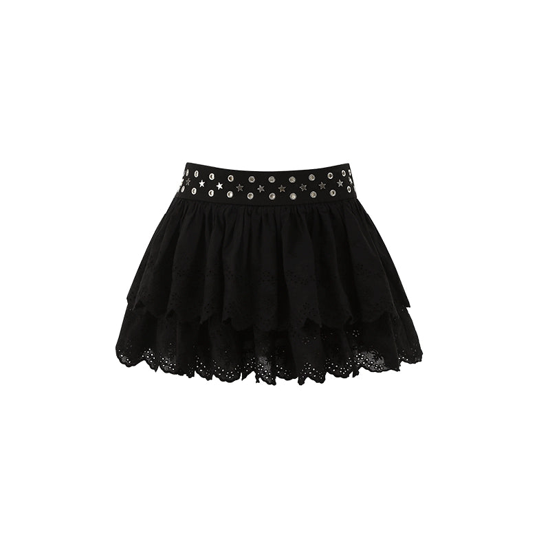 Black &amp; White Star Stud Skirt