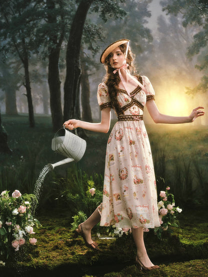 Pastoral Reverie Lace Floral Dress