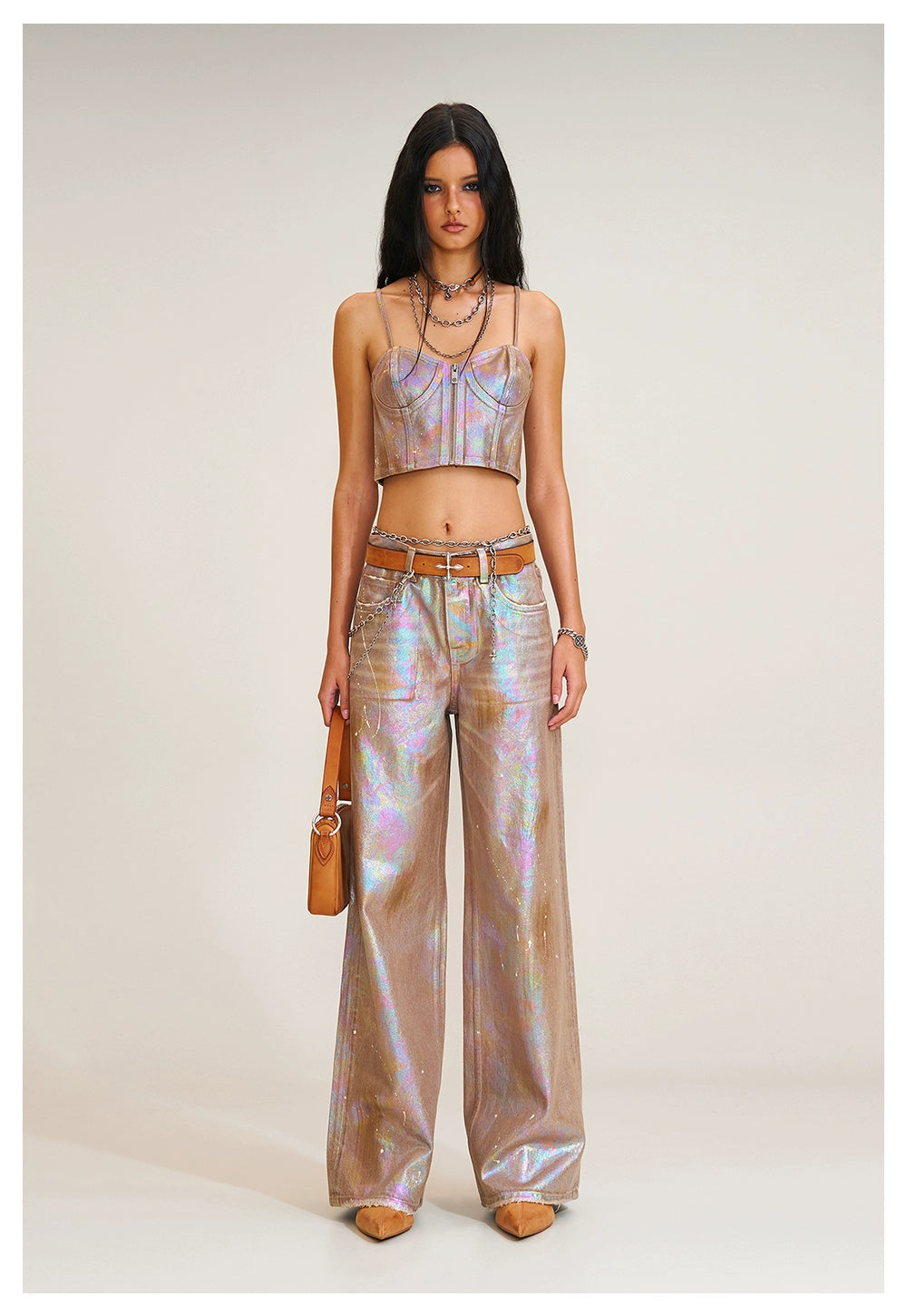 Wild Diamond Handcrafted Wide-Leg Denim Pants