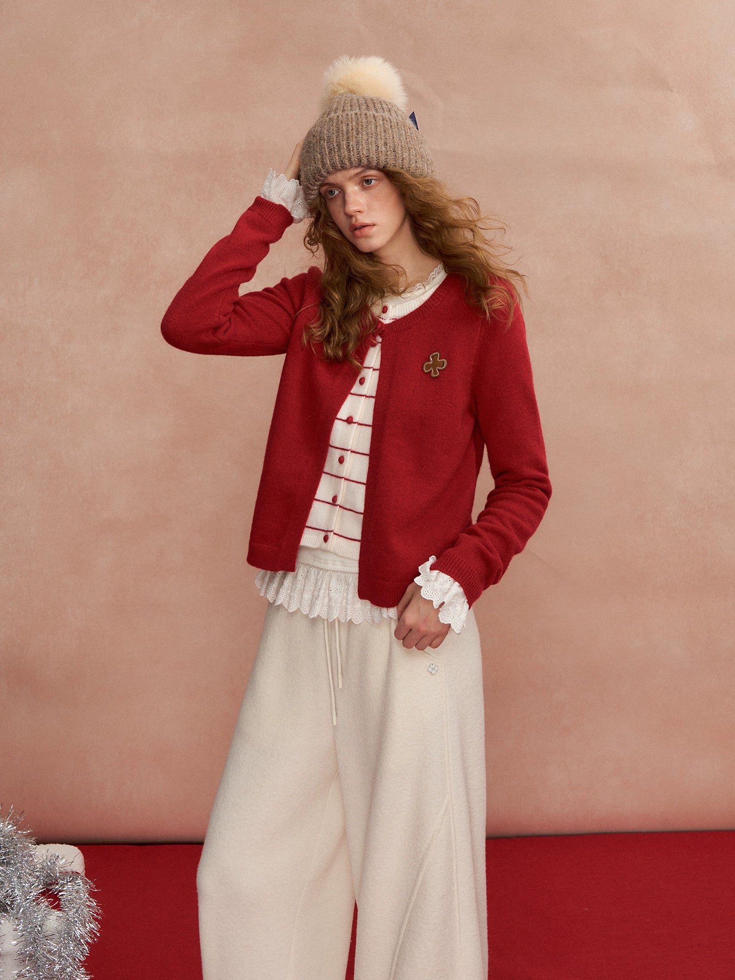 Two-Piece Effect Striped Cardigan