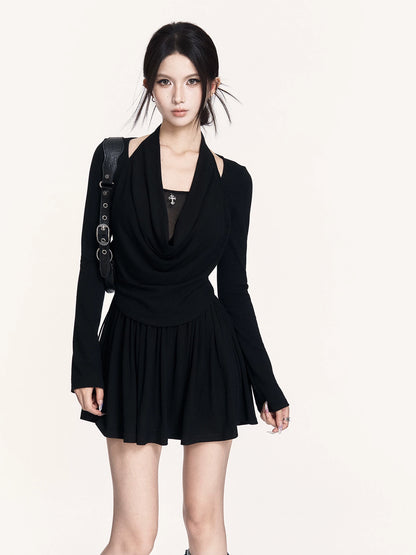 Cowl-Neck Knit Slim-Fit Dress