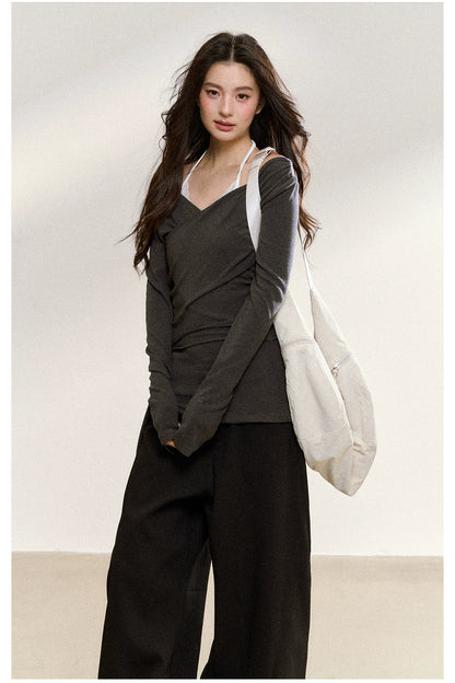 Cross Off-Shoulder Layered Blouse - CHINASQUAD