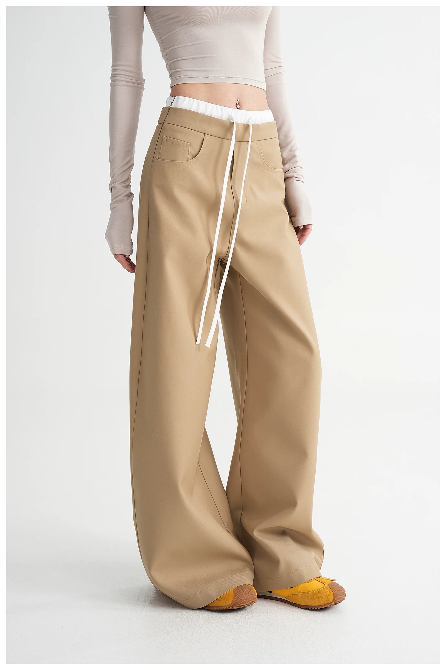 Panel Wide-Leg Floor-Length Trousers