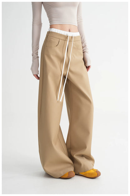 Panel Wide-Leg Floor-Length Trousers