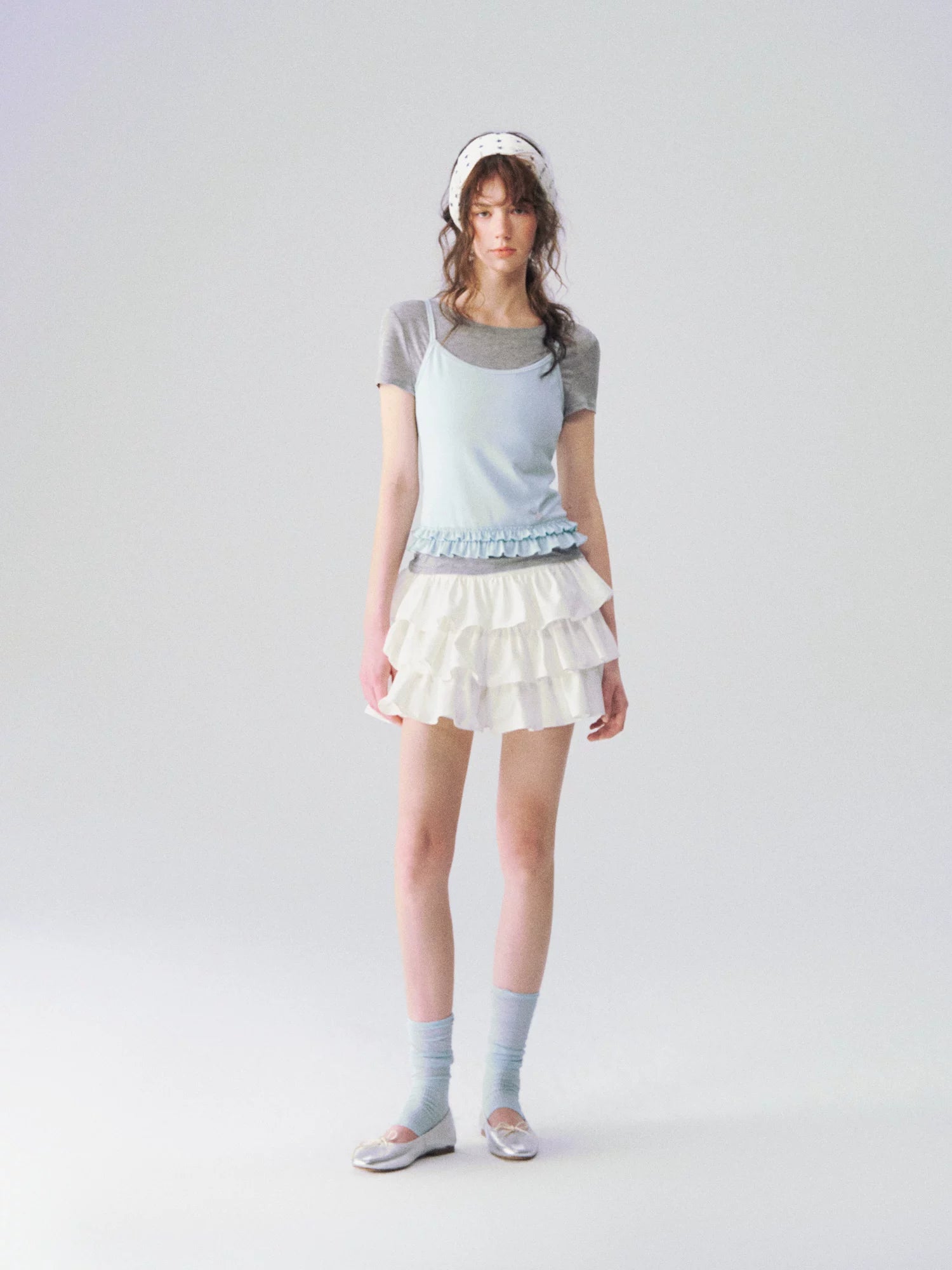 Layered Ruffle Trim Two-Piece Short Sleeve Top