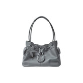 Pebbled Leather Drawstring Cloud Shoulder Bag ECODAY