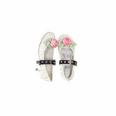 Satin Ruched Rose Kitten Heel Ballet Flats 1Jinn Studio