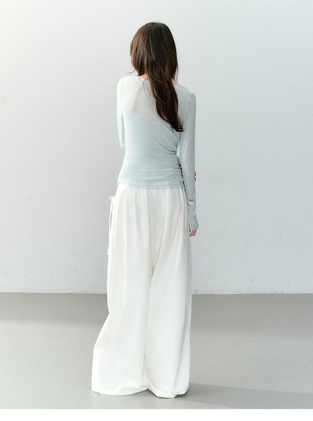 Lyocell Draped Neck Two-Piece Top Set
