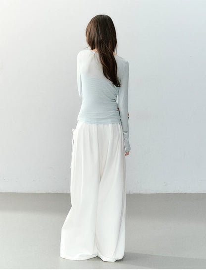 Lyocell Draped Neck Two-Piece Top Set