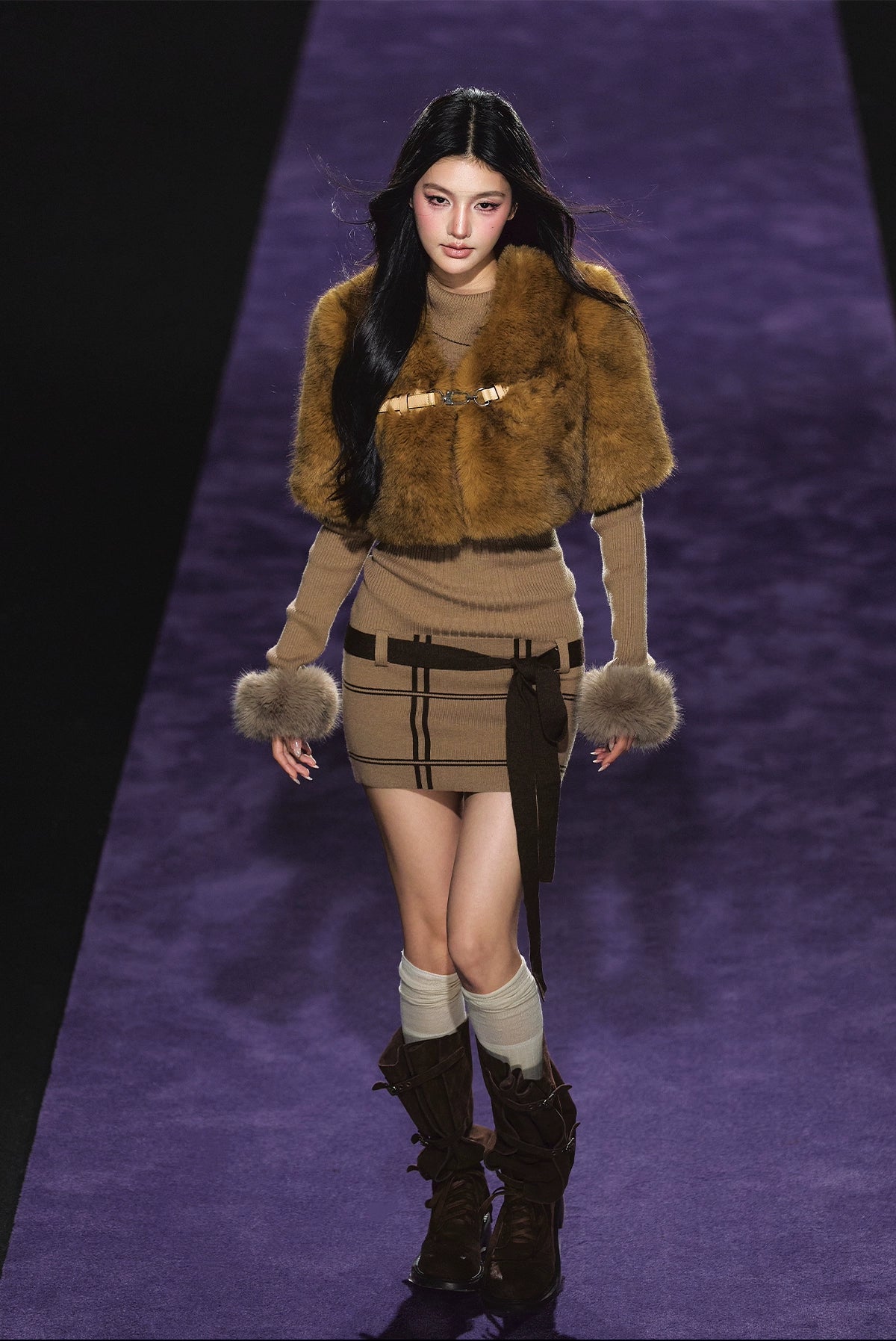 Maillard Faux Fur Cropped Cape