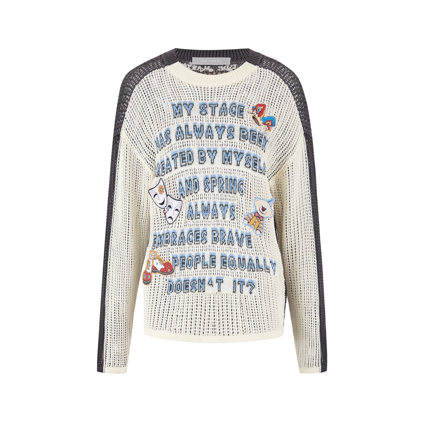 Cutout Contrast Knit Sweater