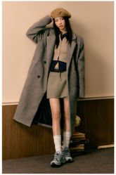 Coffee Double-breasted Wool Coat - CHINASQUAD