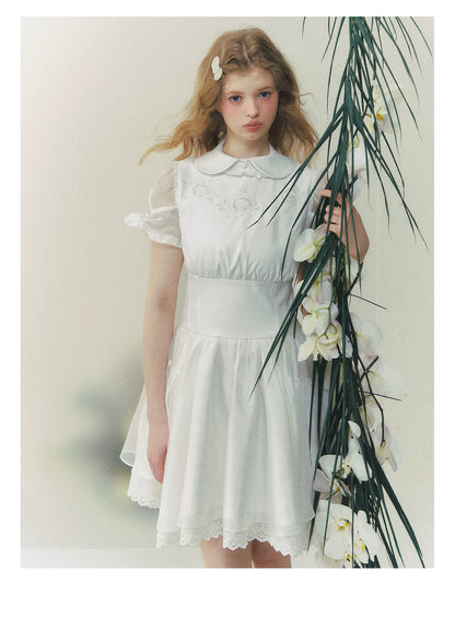 White Rose Embroidered Princess Dress