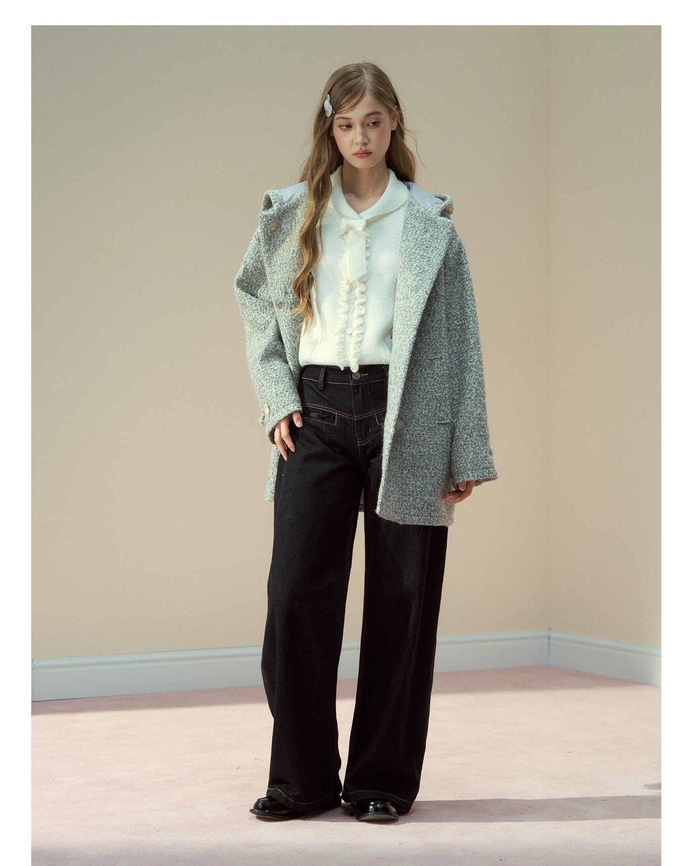 Raw Indigo Curved-Leg Denim Pants