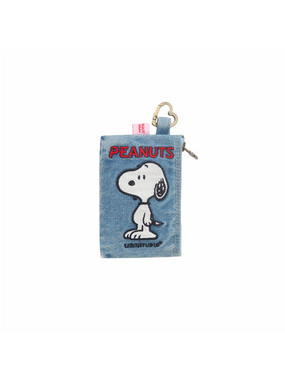 Snoopy Embroidered Denim Mini Coin Pouch