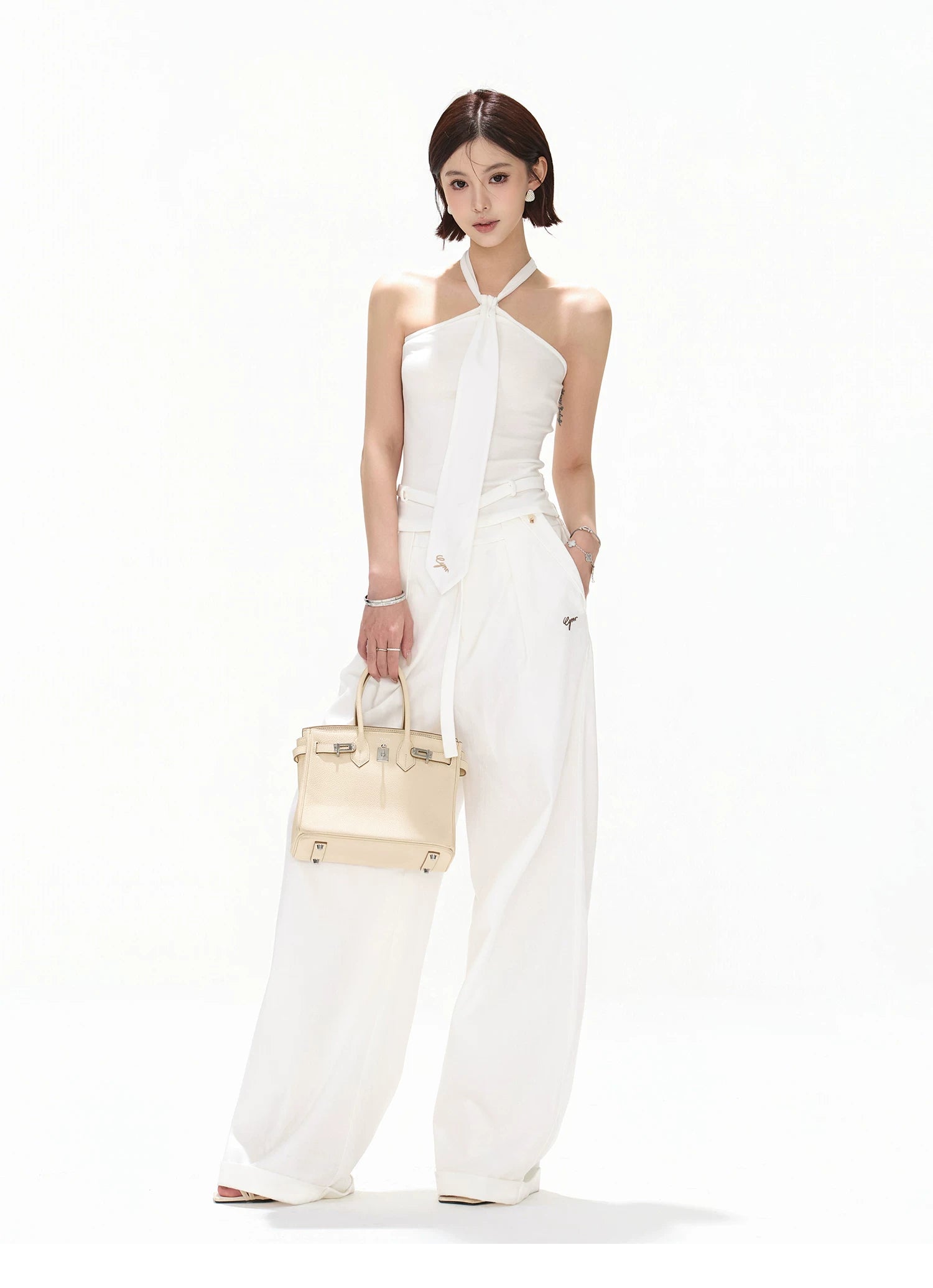 Minimalist Halter Tie Knit Bustier