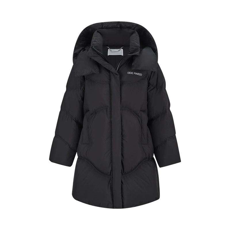 Lightweight Hooded Mid-Length Down Coat