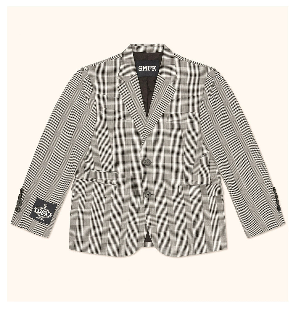 Compass Vintage Plaid Woolen Gray Suit - CHINASQUAD