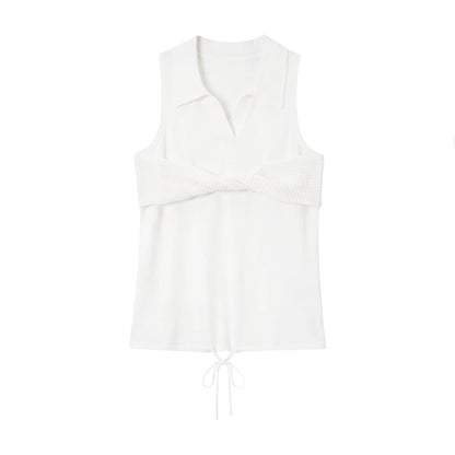 Twist-Knot Polo Neck Sleeveless Top