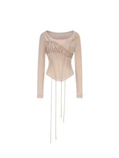 Nude Strapless Deconstructed Top