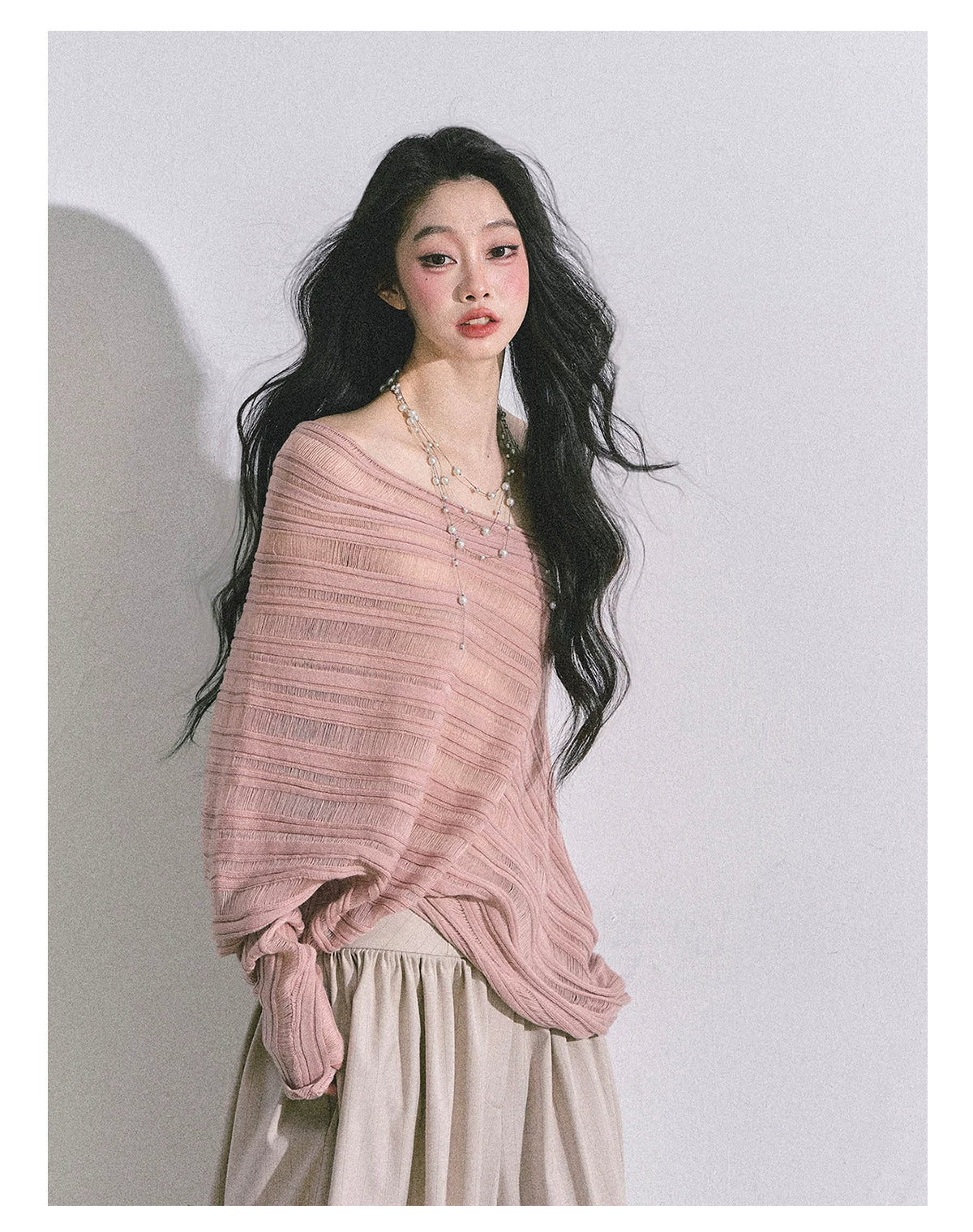 French Asymmetric Cut-Out Knit Sweater